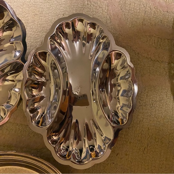 Pair of vintage shell metal platters 3 sections - Picture 3 of 8